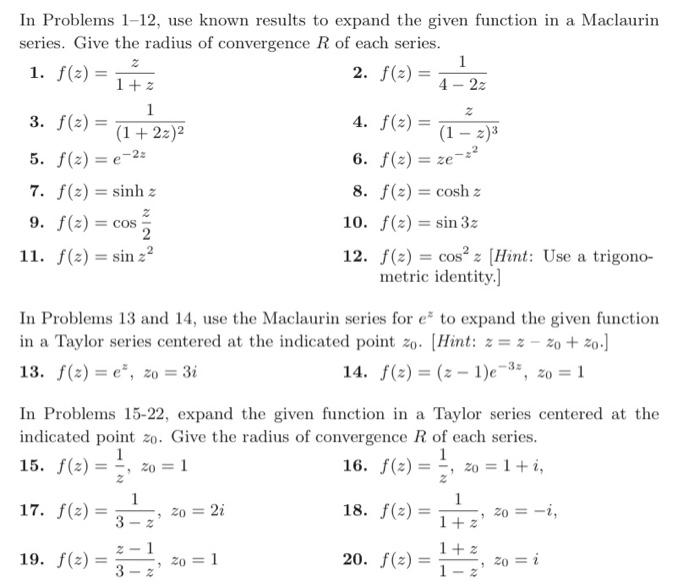 Solved In Problems 1 12 Use Known Results To Expand The Chegg