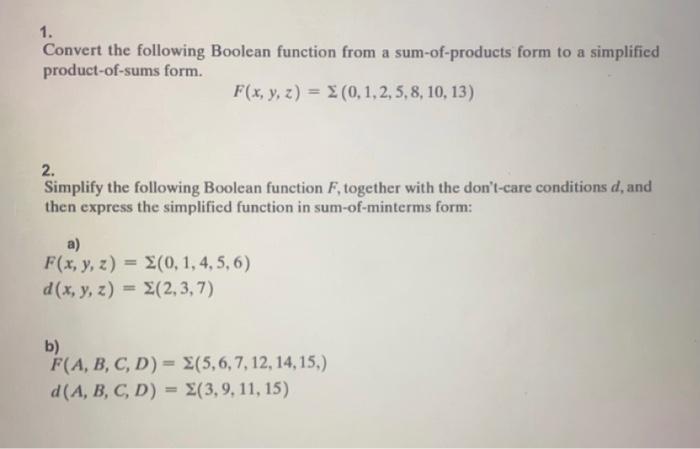 Solved Convert The Following Boolean Function From A Chegg