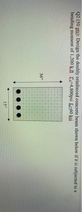 Solved Q2 50 Pts Design The Doubly Reinforced Concrete Chegg