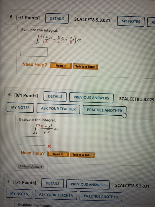 Solved 5 1 Points DETAILS SCALCET8 5 3 021 MY NOTES AC Chegg