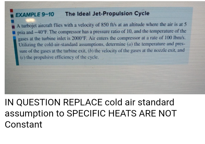 Solved Example The Ideal Jet Propulsion Cycle A Chegg