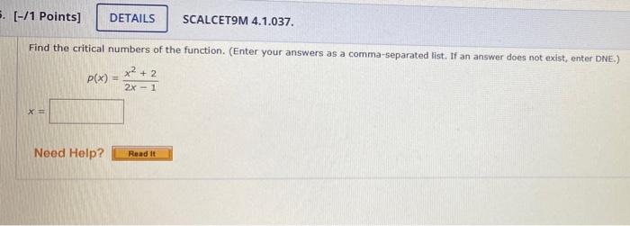 Solved 5 1 Points DETAILS SCALCET9M 4 1 037 Find The Chegg