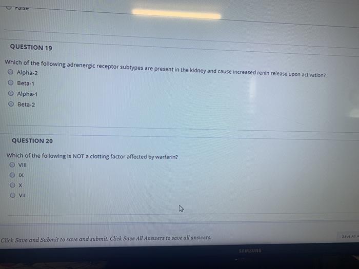 Solved Rase Question Which Of The Following Adrenergic Chegg