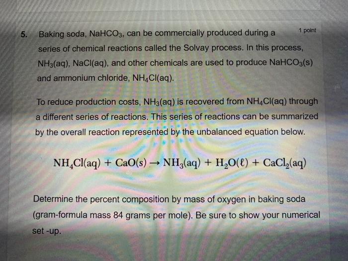 Solved 5 1 Point Baking Soda NaHCO3 Can Be Commercially Chegg