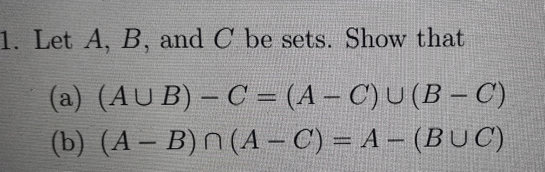 Solved Let A B And C Be Sets Show That A Au B C Chegg