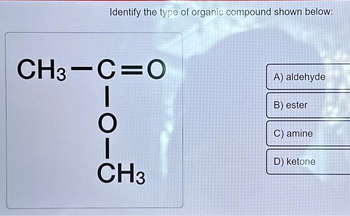 Solved Identify The Type Of Organic Compound Shown Below Chegg