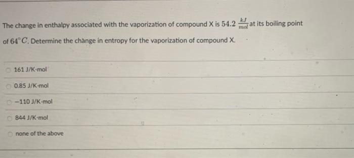 Solved The Change In Enthalpy Associated With The Chegg