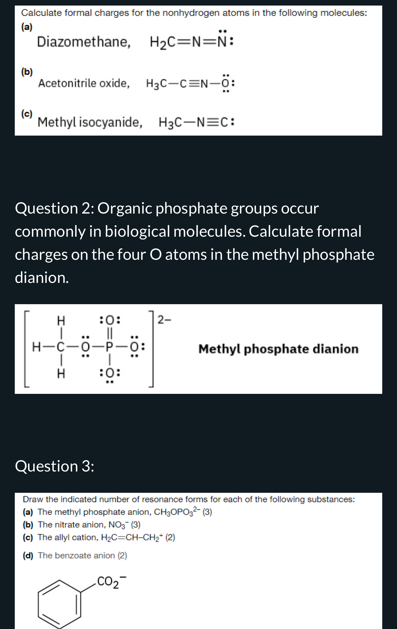 Solved Calculate Formal Charges For The Nonhydrogen Atoms In Chegg