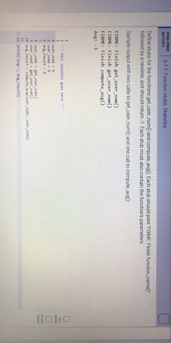 Solved Challenge Activity Function Stubs Statistics