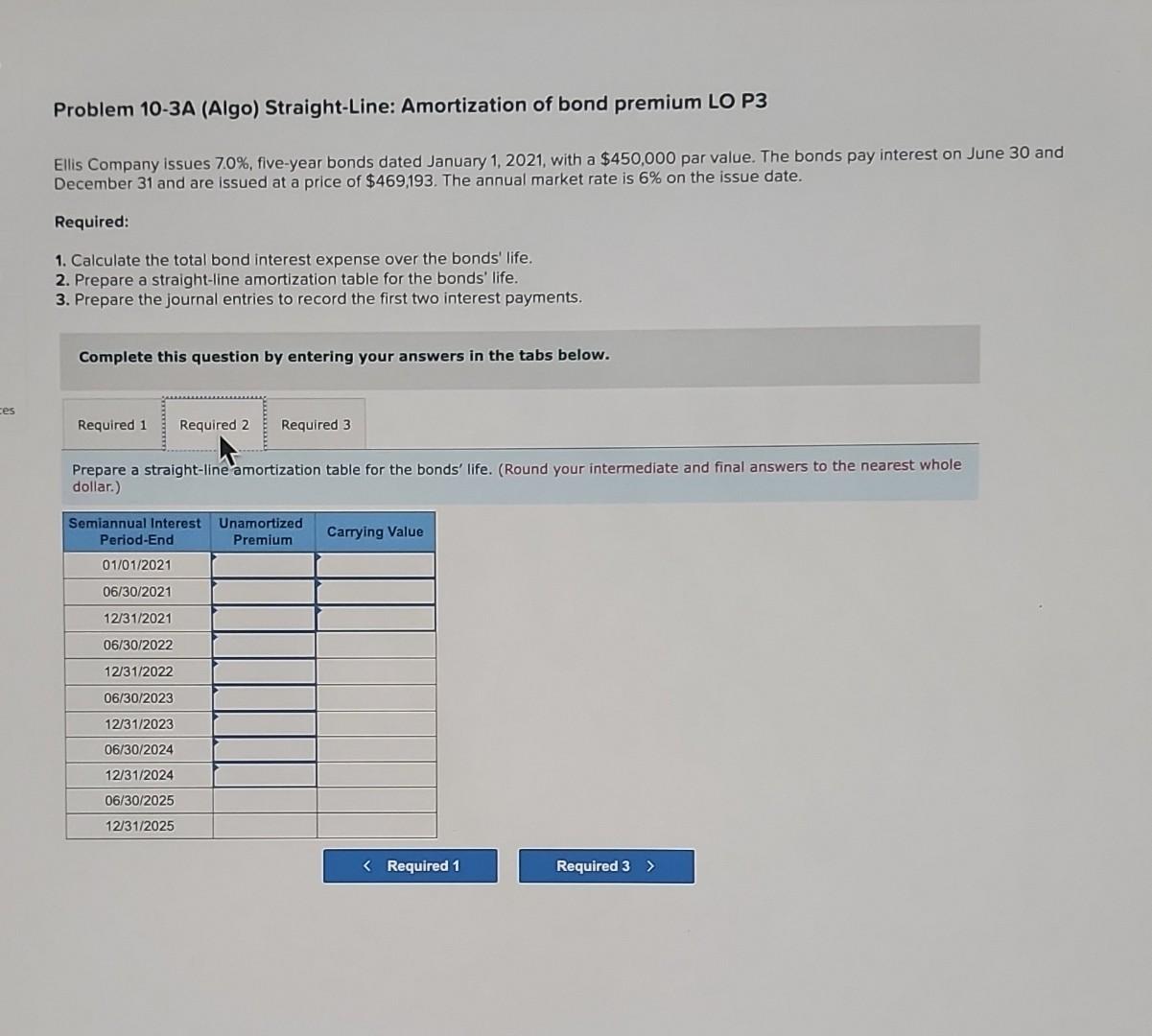 Solved Problem A Algo Straight Line Amortization Of Chegg