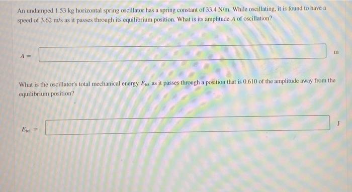 Solved A An Undamped Kg Horizontal Spring Oscillator Chegg