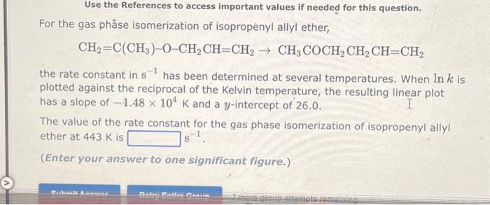 Solved The Activation Energy For The Gas Phase Isomerization Chegg