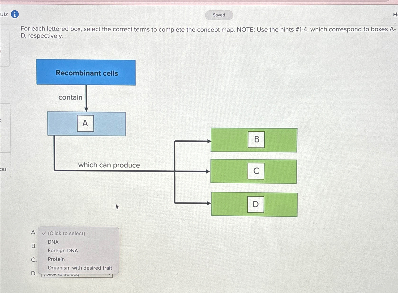 Solved For Each Lettered Box Select The Correct Terms To Chegg