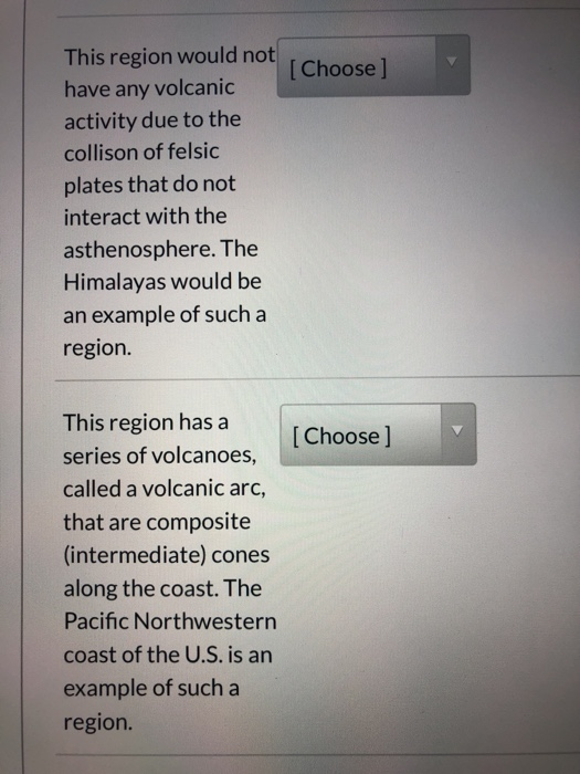 Solved Match The Following Tectonic Settings With The Chegg