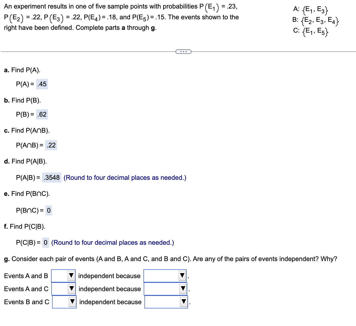 Solved An Experiment Results In One Of Five Sample Points Chegg