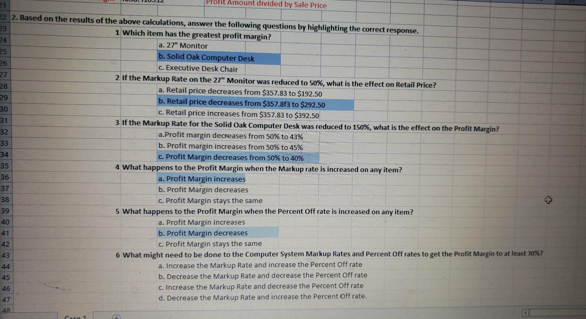 Solved Case Analysis 1 For Each Product Create Chegg