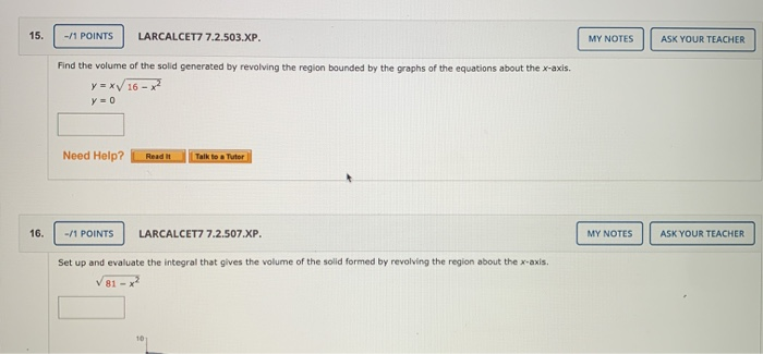 Solved 1 POINTS LARCALCET7 7 2 038 MI MY NOTES ASK YOUR Chegg