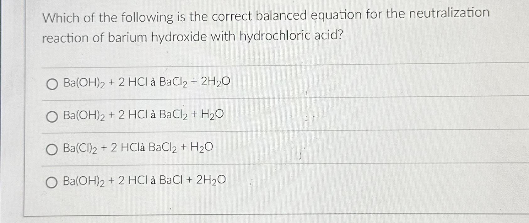 Which Of The Following Is The Correct Balanced Chegg