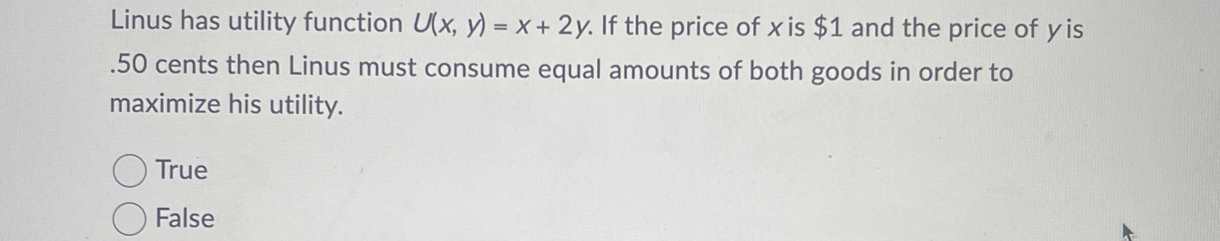 Solved Linus Has Utility Function U X Y X Y If The Price Chegg