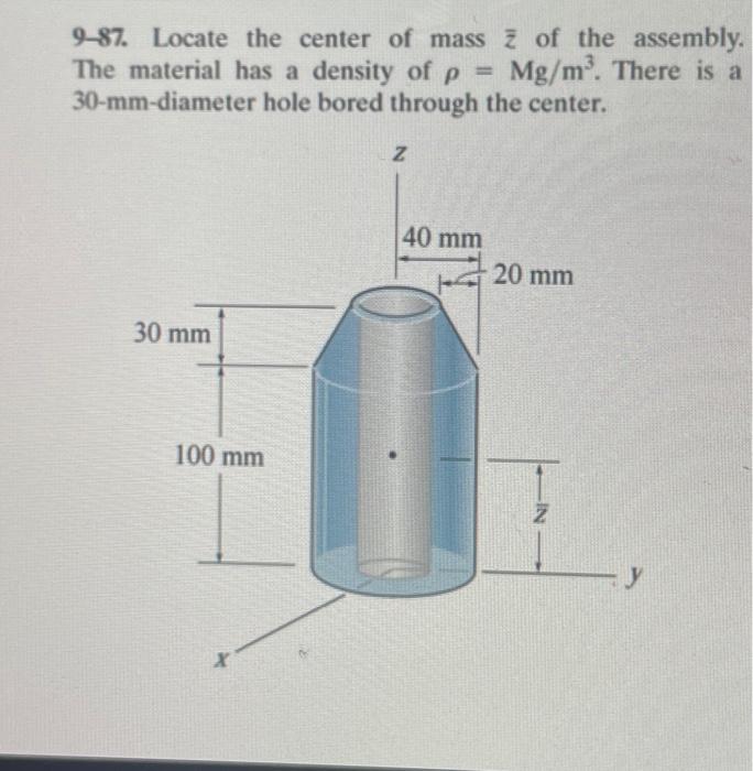 Solved Locate The Center Of Mass Z Of The Assembly Chegg