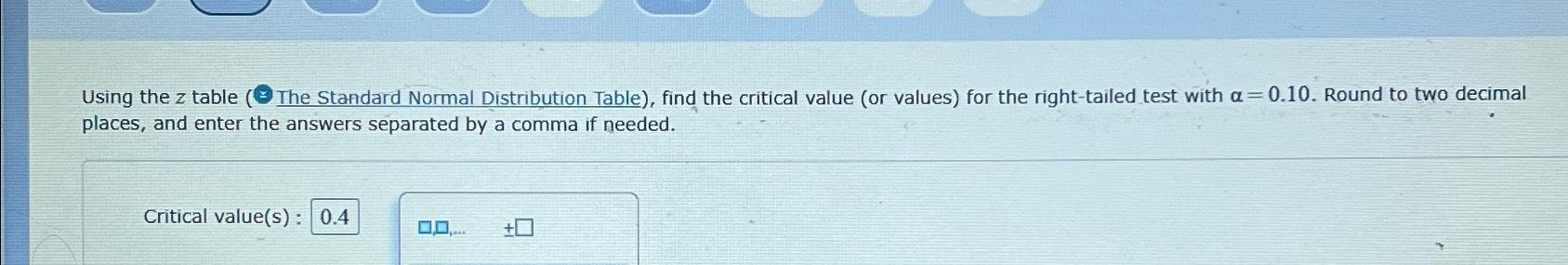 Solved Using The Z Table The Standard Normal Chegg