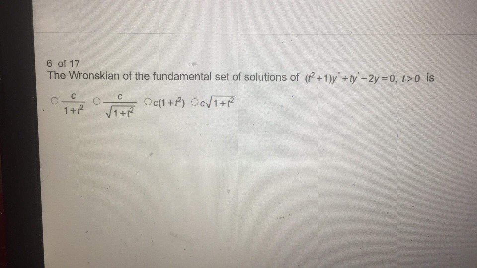 Solved Of The Wronskian Of The Fundamental Set Of Chegg