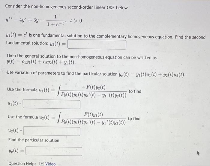 Solved Consider The Non Homogeneous Second Order Linear ODE Chegg