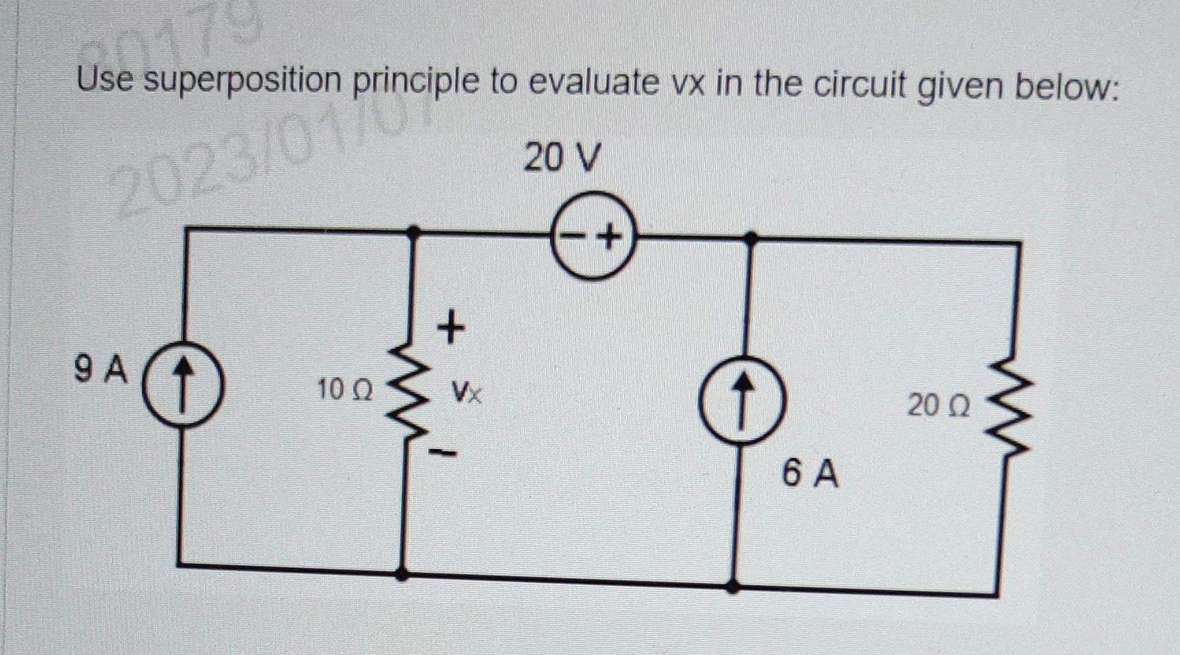 Solved Use Superposition Principle To Evaluate Vx In The Chegg