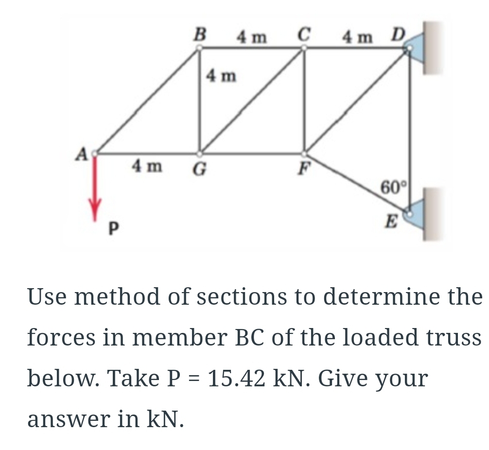 Solved Use Method Of Sections To Determine The Forces In Chegg