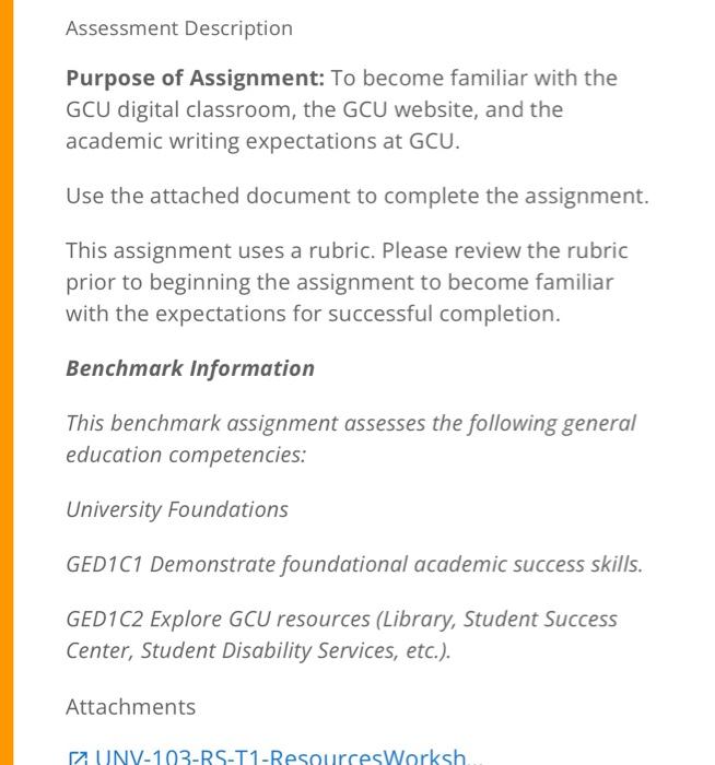 Topic Assignment Gcu Resources And Writing Chegg