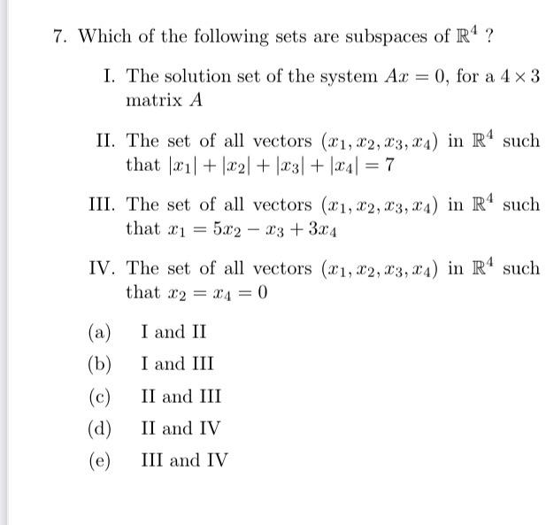 Solved Which Of The Following Sets Are Subspaces Of R Chegg