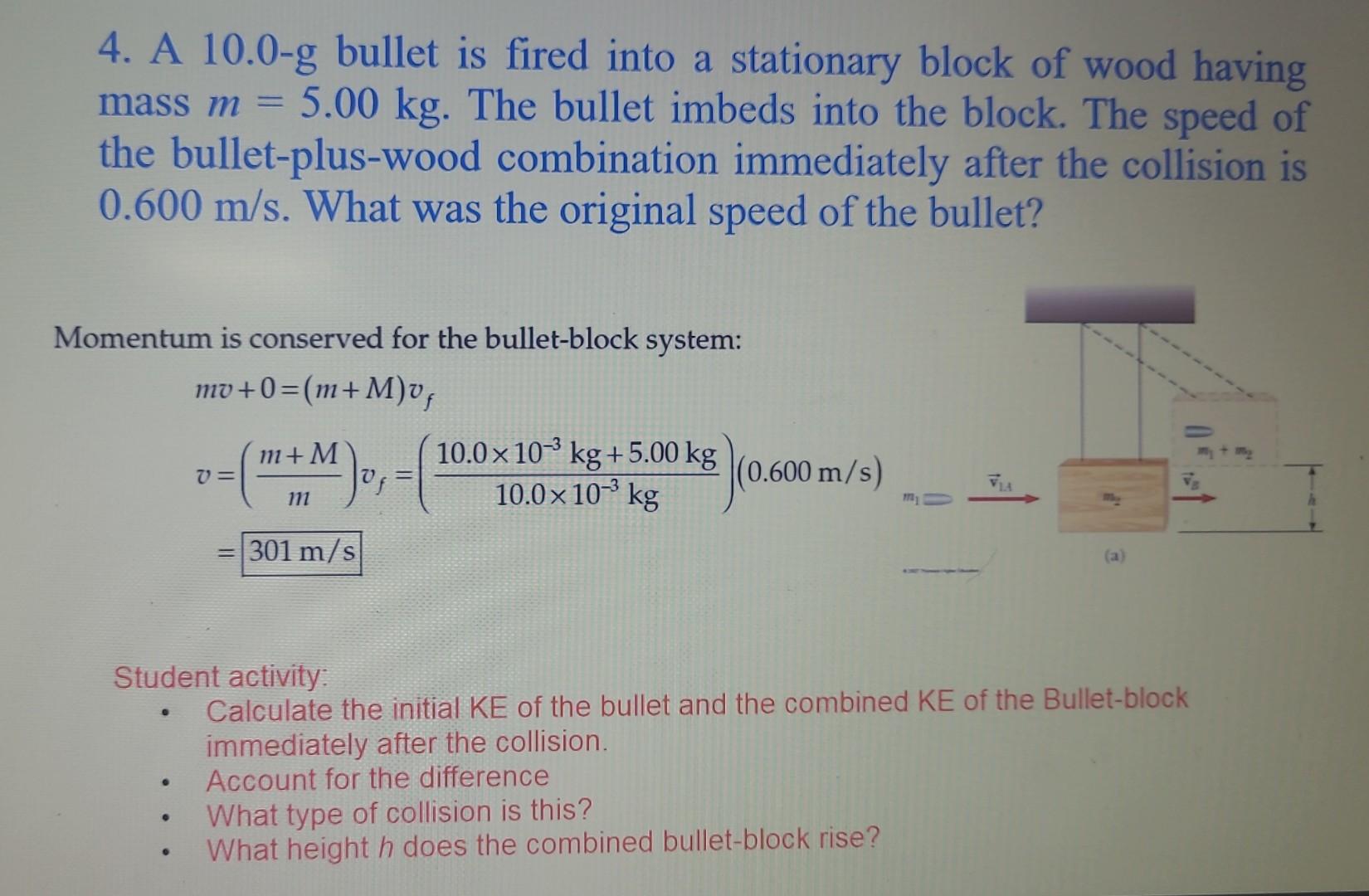 Solved A G Bullet Is Fired Into A Stationary Block Chegg