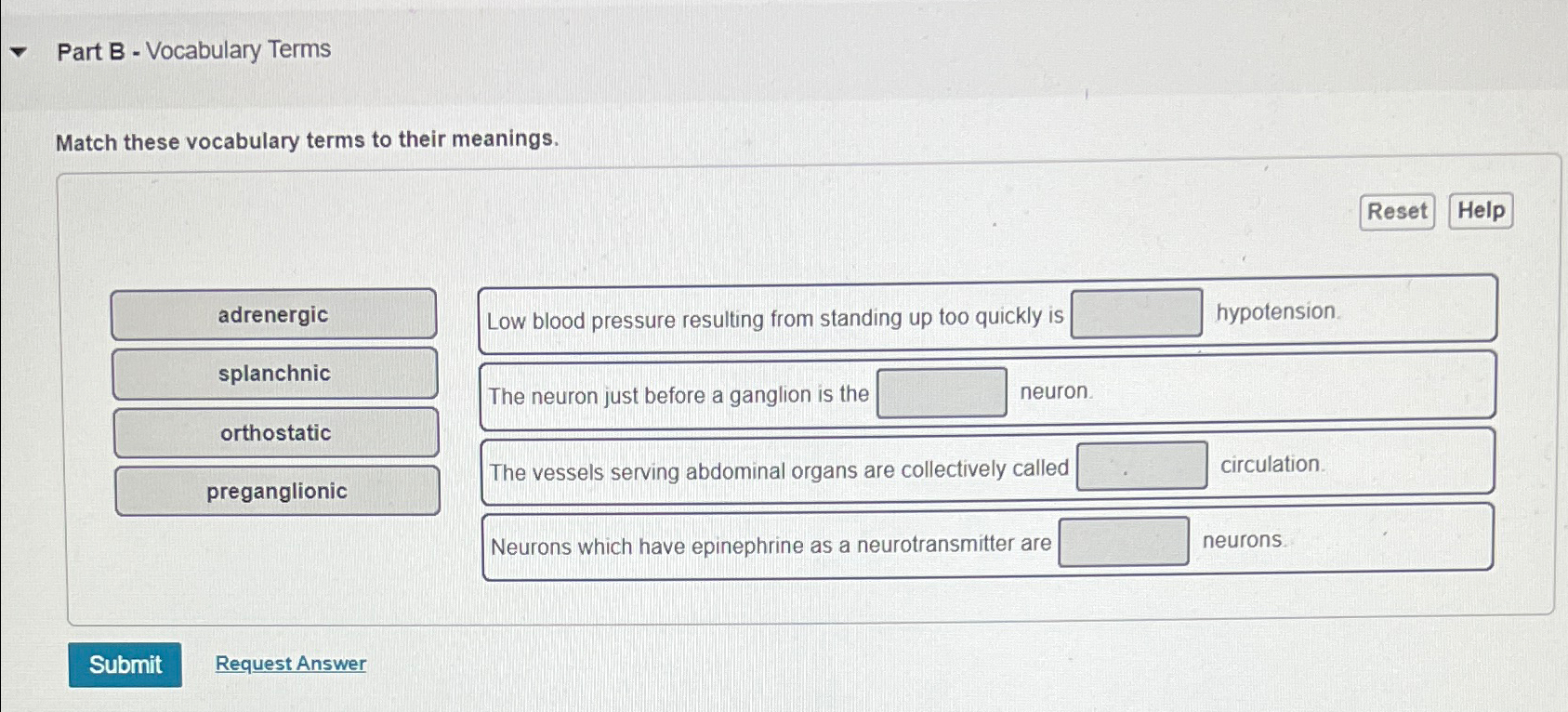 Solved Part B Vocabulary Termsmatch These Vocabulary Chegg