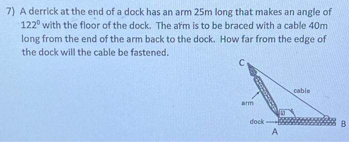 Solved 7 A Derrick At The End Of A Dock Has An Arm 25m