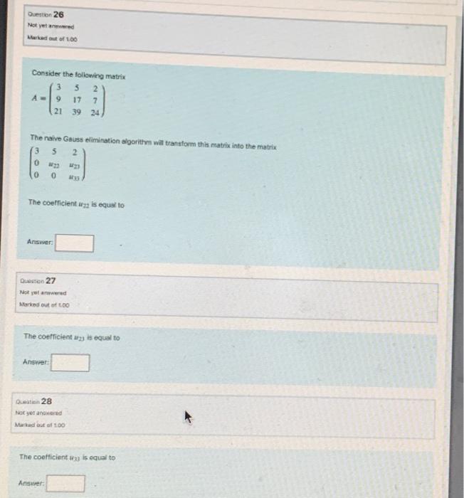 Solved Consider The Following Matrix Chegg