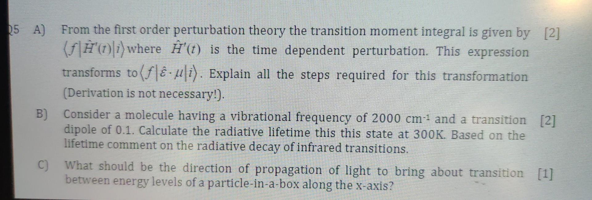 Solved 25 A From The First Order Perturbation Theory The Chegg