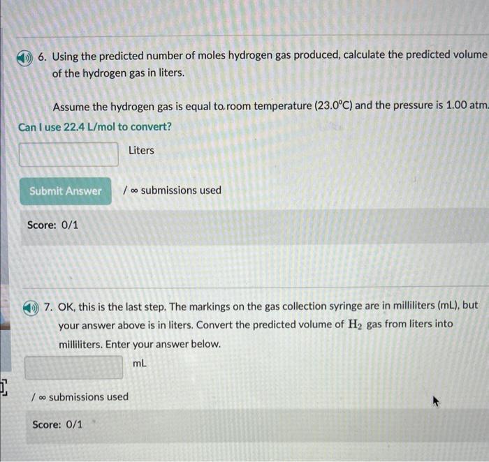 Solved Using The Predicted Number Of Moles Hydrogen Gas Chegg