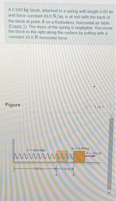 Solved A0 500 Kg Block Attached To A Spring With Length Chegg