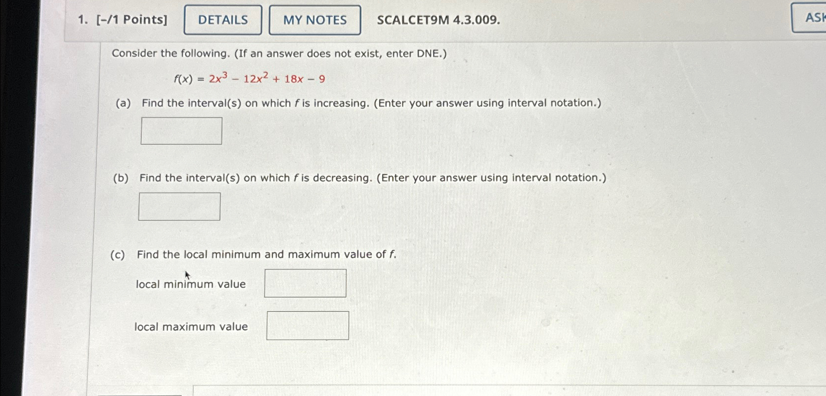 Solved 1 Points SCALCET9M 4 3 009 Consider The Chegg