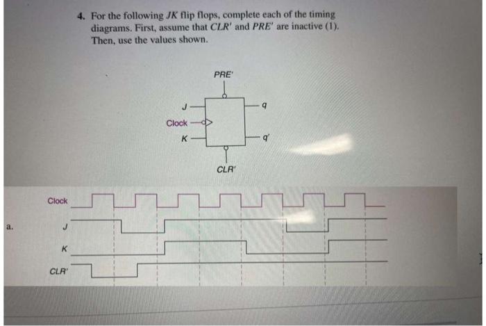 Solved For The Following Jk Flip Flops Complete Each Of Chegg