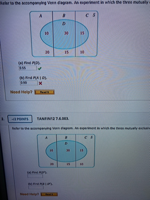 Solved Refer To The Accompanying Venn Diagram An Experiment Chegg