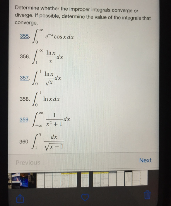 Solved Determine Whether The Improper Integrals Converge Or Chegg