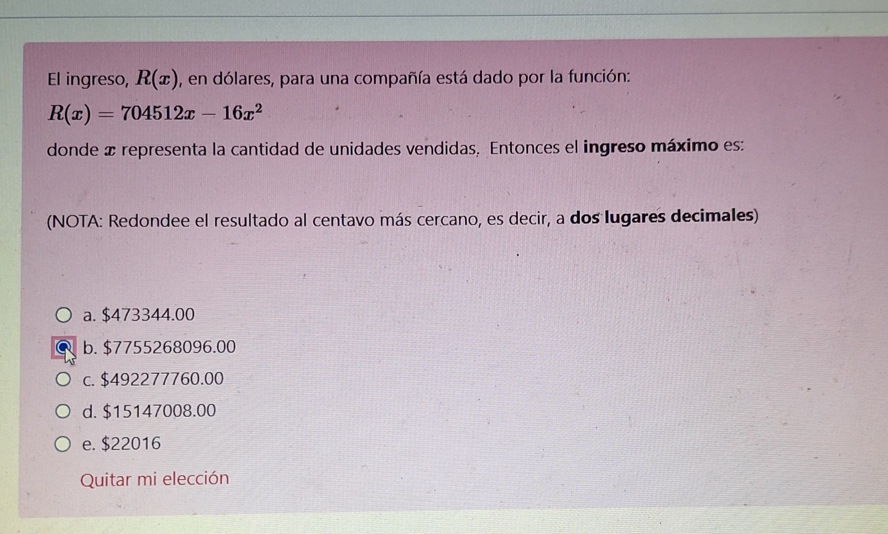 Solved El Ingreso R X En D Lares Para Una Compa A Chegg