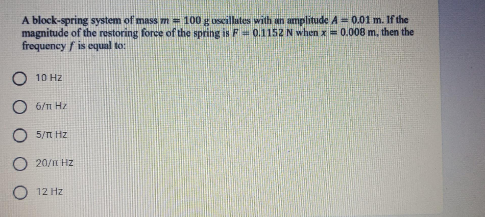 Solved A Block Spring System Of Mass M 100 G Oscillates Chegg