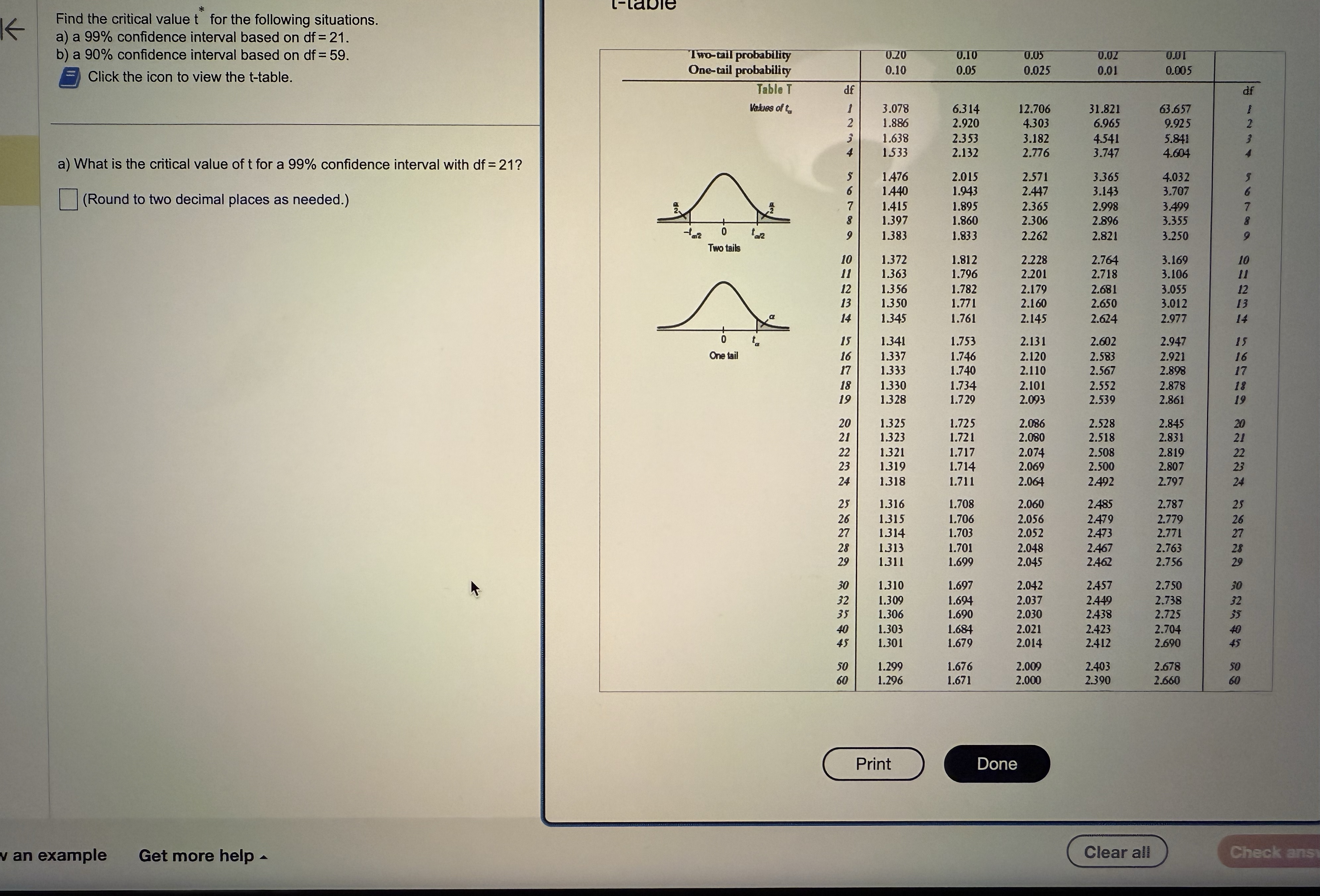 Solved Find The Critical Value T For The Following S