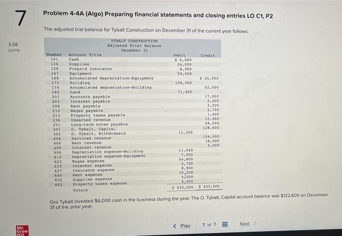 Problem A Algo Preparing Financial Statements Chegg