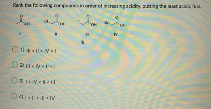 Solved Rank The Following Compounds In Order Of Increasing Chegg