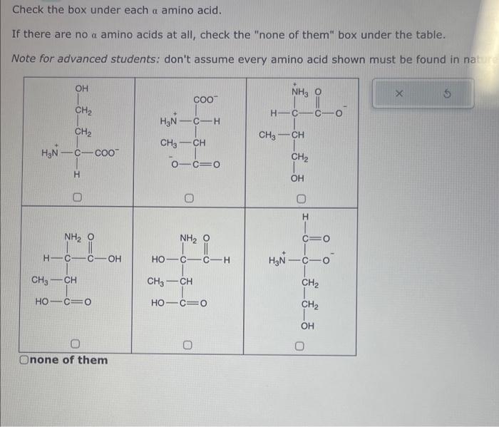 Solved Check the box under each α amino acid If there are Chegg