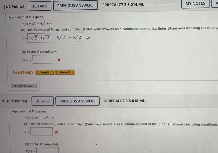 Solved A My Notes Points Details Previous Answers Chegg