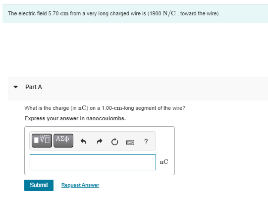 Solved The Electric Field Cm From A Very Long Charged Chegg